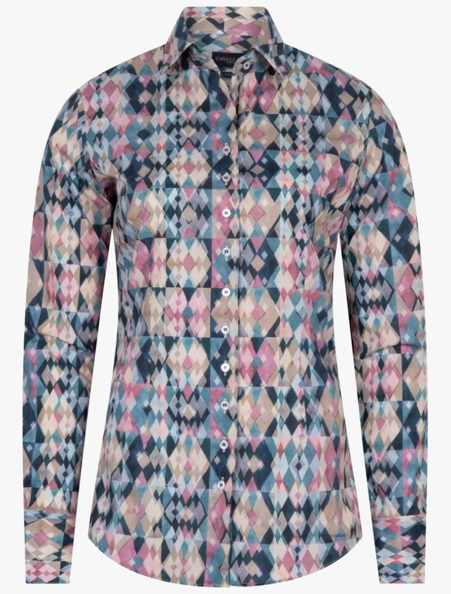 Cavallaro Napoli Blouses>Florenza Blouse Petrol / Pink