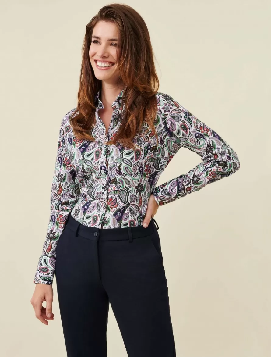 Cavallaro Napoli Blouses>Loretta Blouse White / Lilac