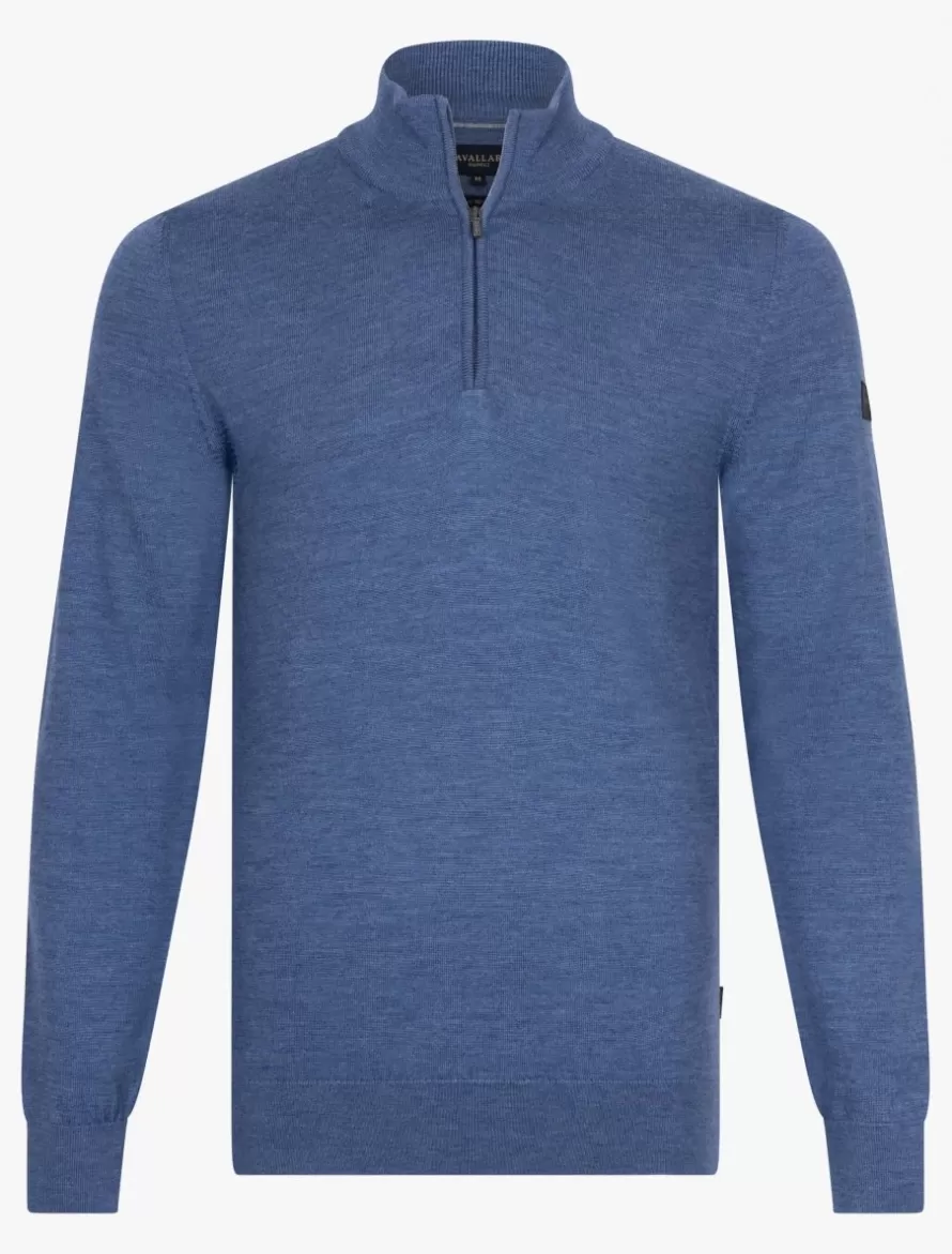 Cavallaro Napoli Truien>Merino Half Zip Trui Blauw