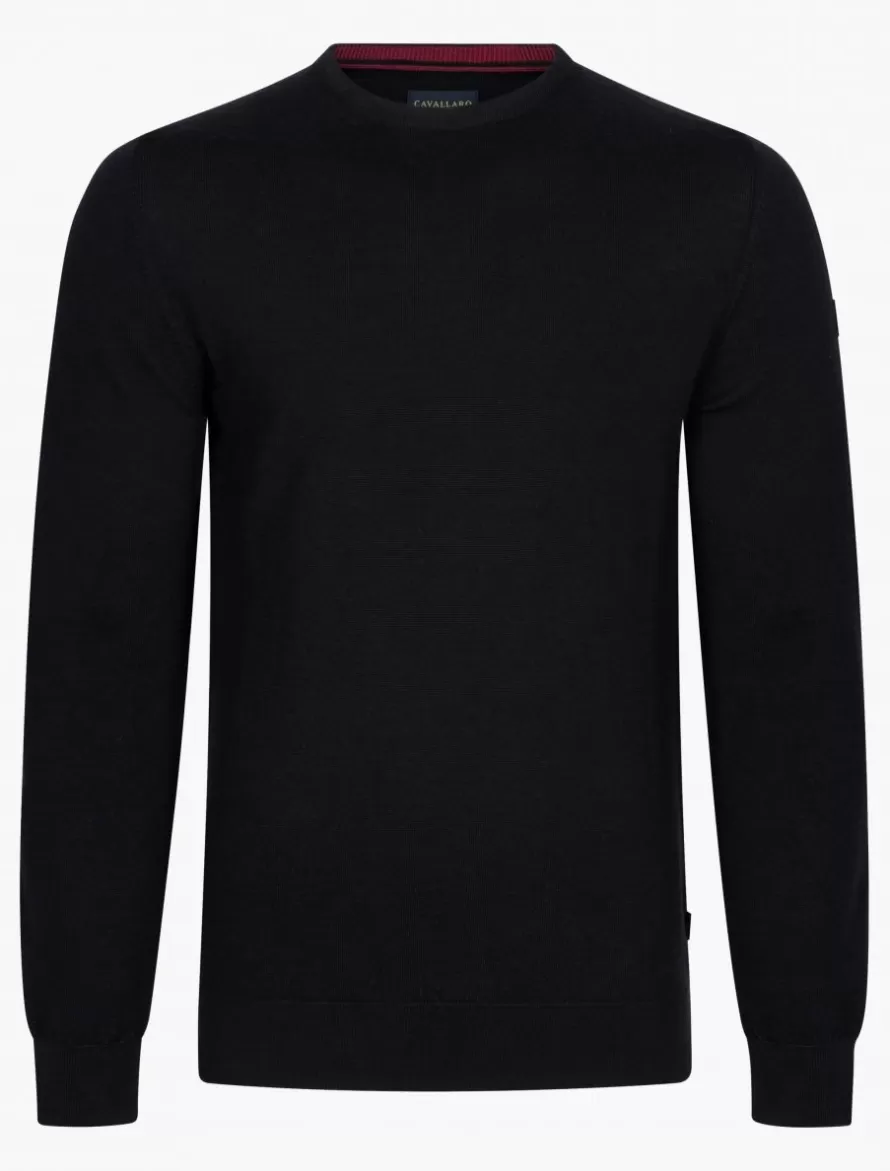 Cavallaro Napoli Truien>Merino R-Neck Trui Zwart