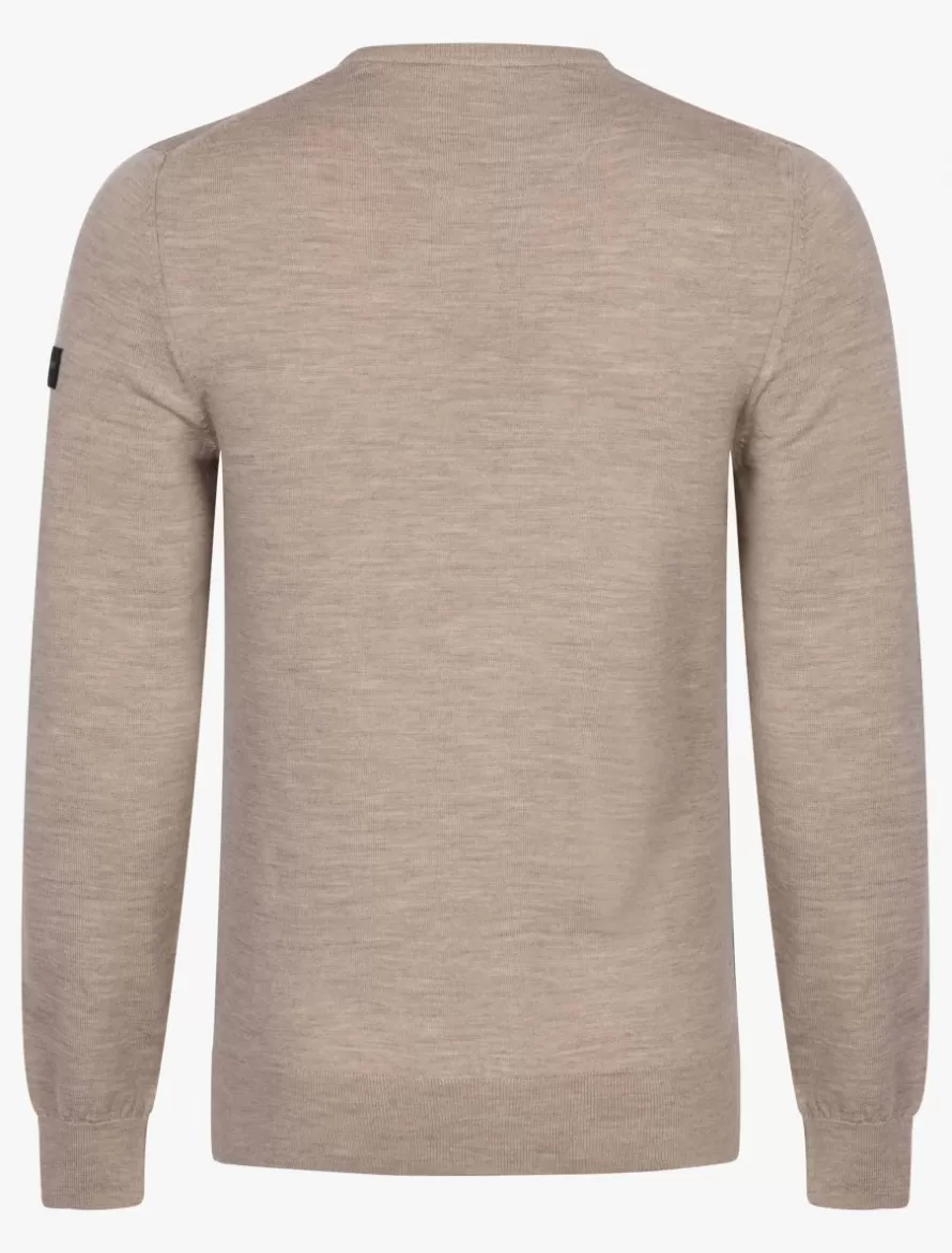 Cavallaro Napoli Truien>Merino R-Neck Trui Zand