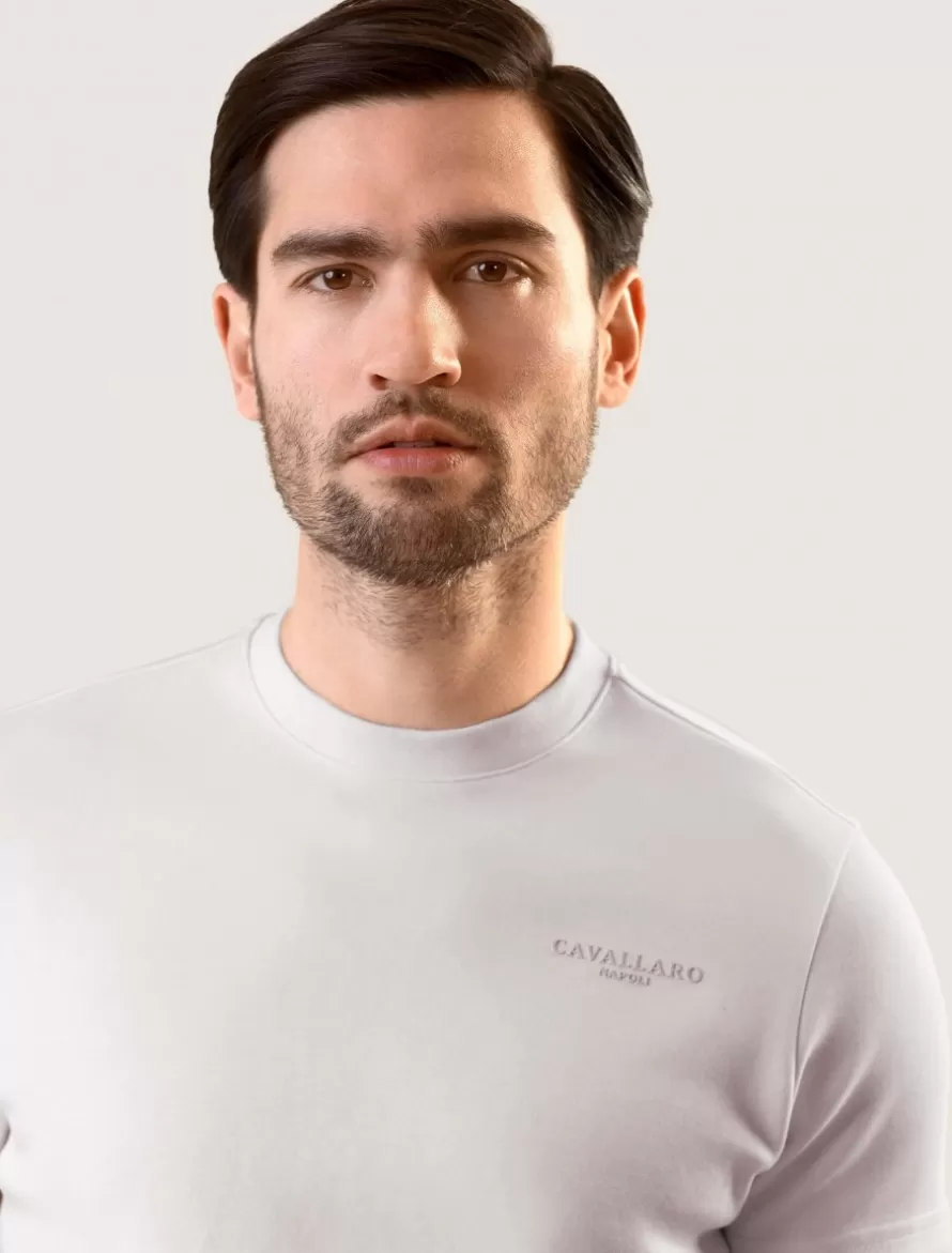 Cavallaro Napoli T-Shirts>Pescaro Relaxed T-Shirt Off White