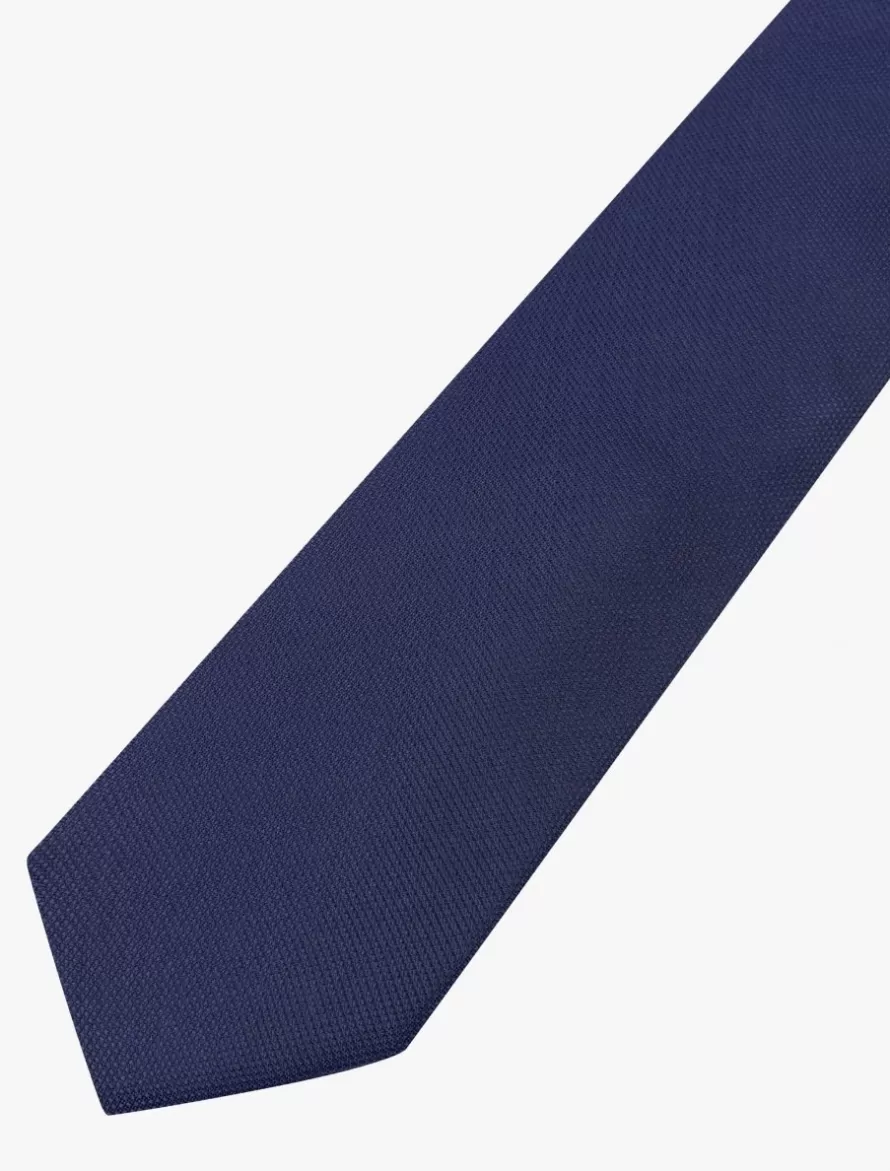 Cavallaro Napoli Dassen & Pochetten>Silk Rib Oxford Stropdas Donkerblauw